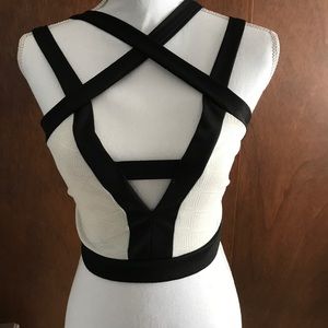 Sexy black and white crop top